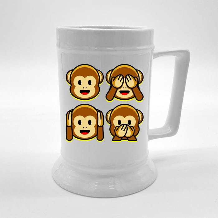 Monkey Emoji Smiley Face Front & Back Beer Stein