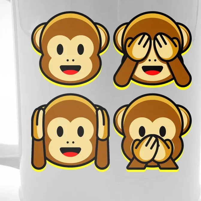 Monkey Emoji Smiley Face Front & Back Beer Stein