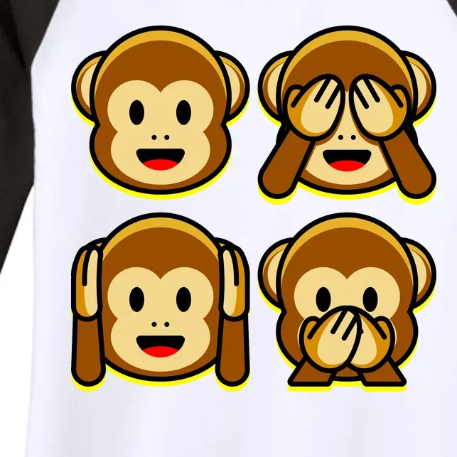 Monkey Emoji Smiley Face Women's Tri-Blend 3/4-Sleeve Raglan Shirt