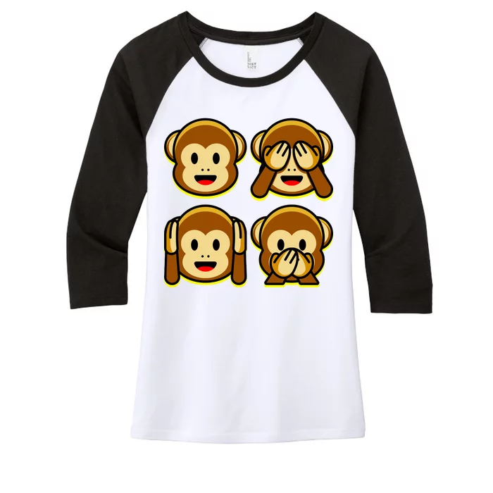 Monkey Emoji Smiley Face Women's Tri-Blend 3/4-Sleeve Raglan Shirt