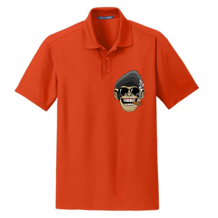 Monkey Smoking Cigar Dry Zone Grid Performance Polo