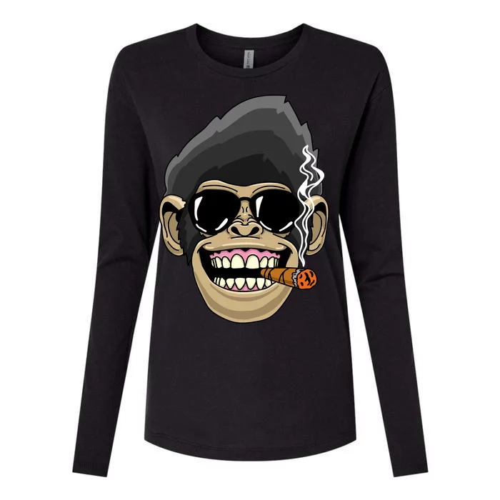 Monkey Smoking Cigar Womens Cotton Relaxed Long Sleeve T-Shirt