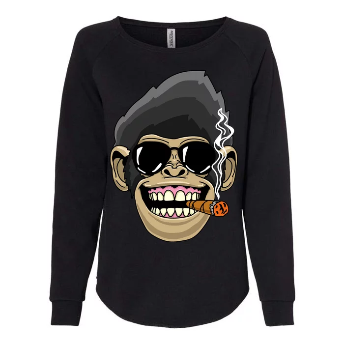 Monkey Smoking Cigar Womens California Wash Sweatshirt