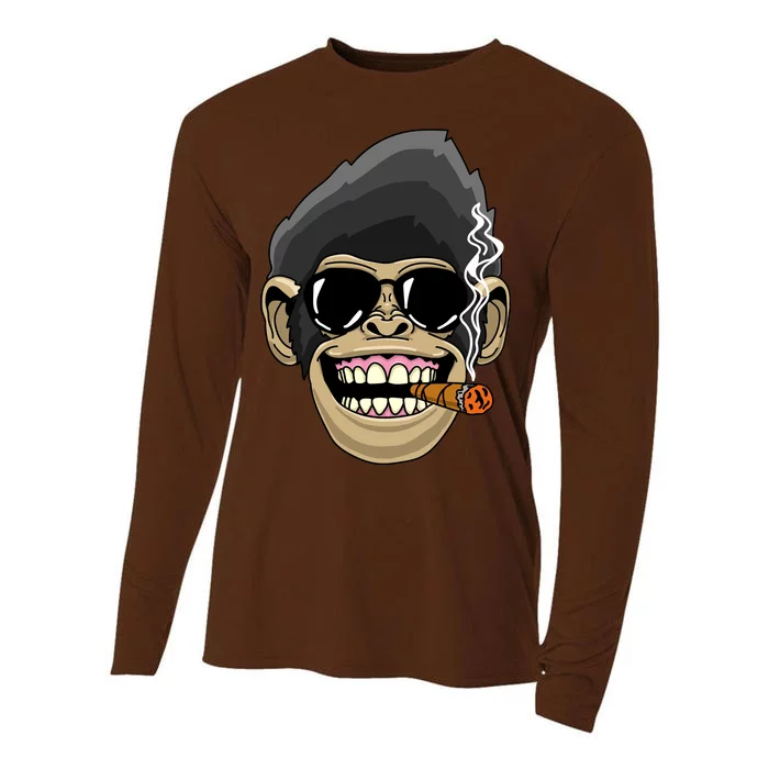 Monkey Smoking Cigar Cooling Performance Long Sleeve Crew