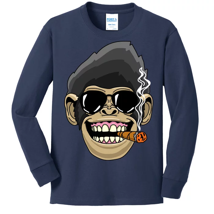 Monkey Smoking Cigar Kids Long Sleeve Shirt