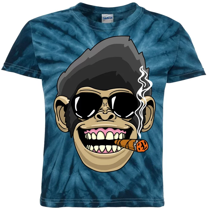 Monkey Smoking Cigar Kids Tie-Dye T-Shirt