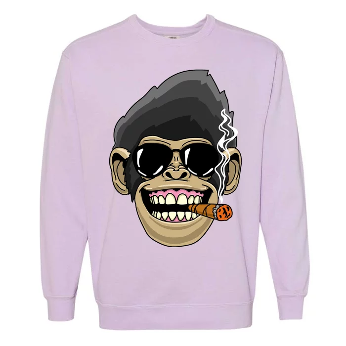 Monkey Smoking Cigar Garment-Dyed Sweatshirt