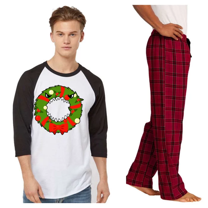 Monster Killer Christmas Wreath Raglan Sleeve Pajama Set