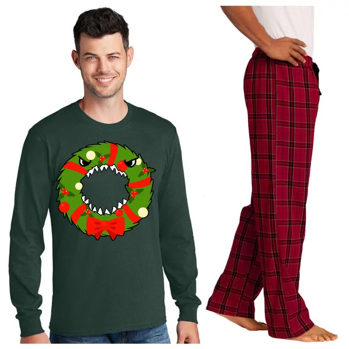 Monster Killer Christmas Wreath Long Sleeve Pajama Set