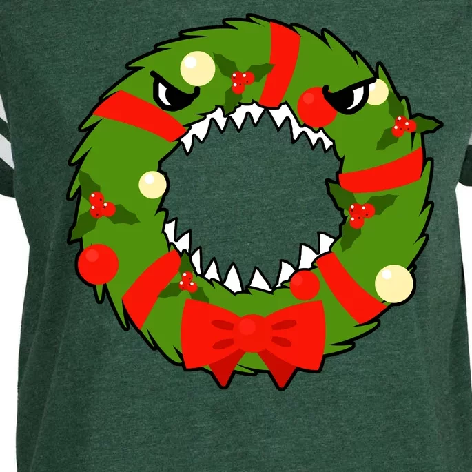 Monster Killer Christmas Wreath Enza Ladies Jersey Football T-Shirt