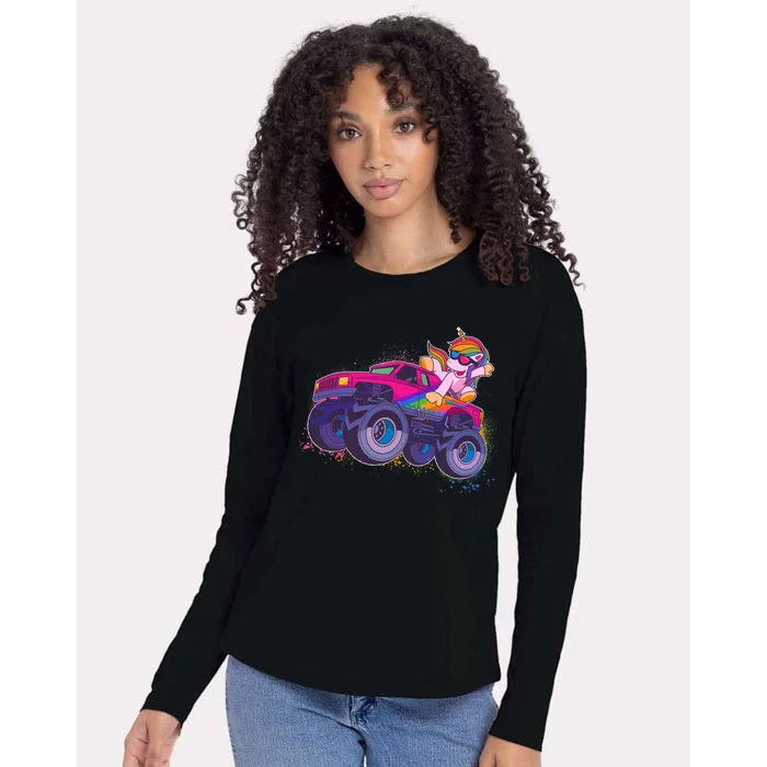 Monster Truck Unicorn Womens Cotton Relaxed Long Sleeve T-Shirt