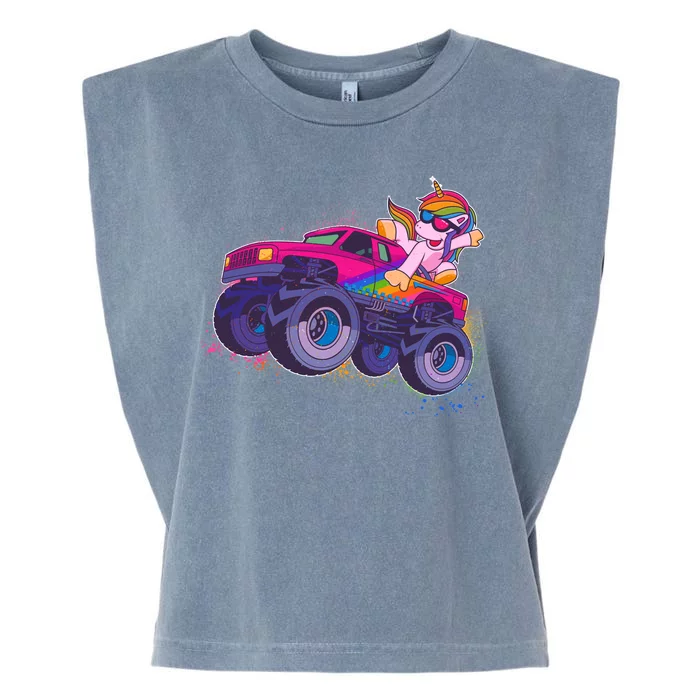 Monster Truck Unicorn Garment-Dyed Women's Muscle Tee