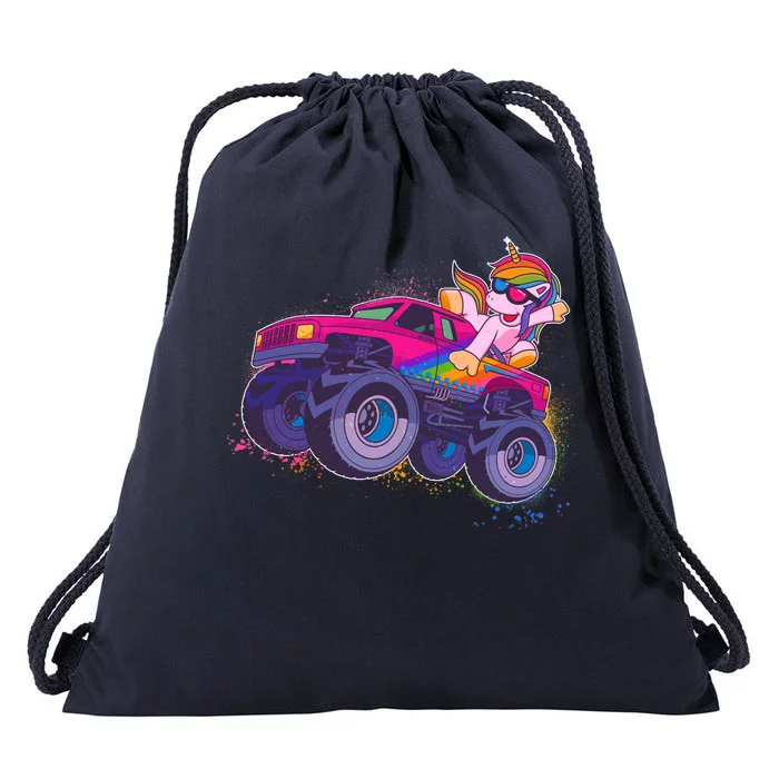 Monster Truck Unicorn Drawstring Bag