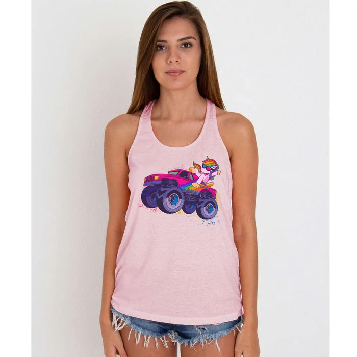 Monster Truck Unicorn Women's Knotted Racerback Tank