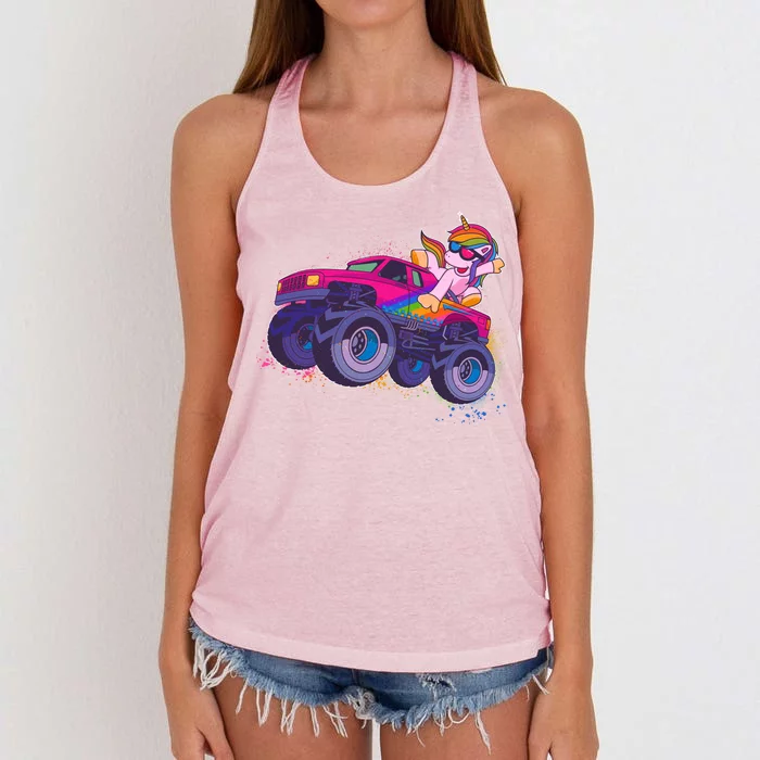 Monster Truck Unicorn Women's Knotted Racerback Tank