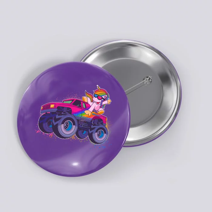 Monster Truck Unicorn Button