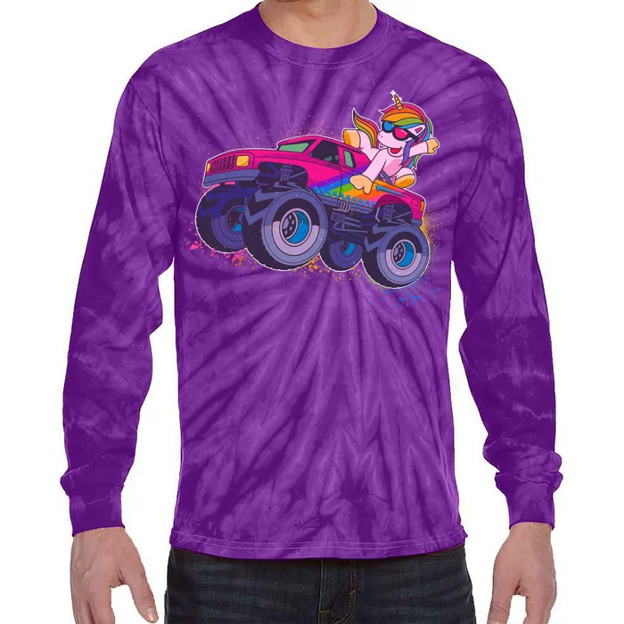 Monster Truck Unicorn Tie-Dye Long Sleeve Shirt