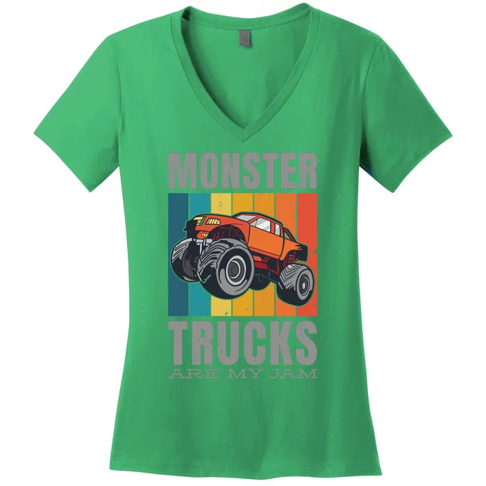 Monster Trucks Are My Jam Women's V-Neck T-Shirt