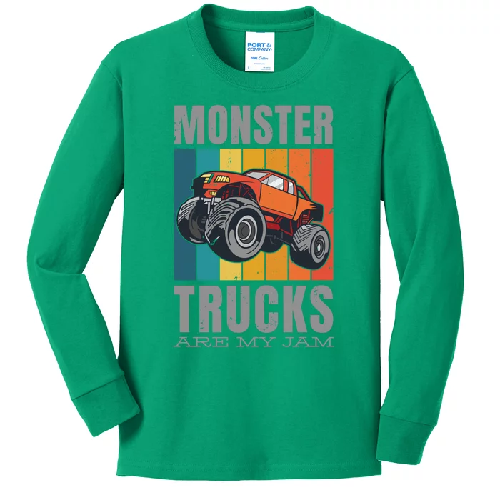 Monster Trucks Are My Jam Kids Long Sleeve Shirt