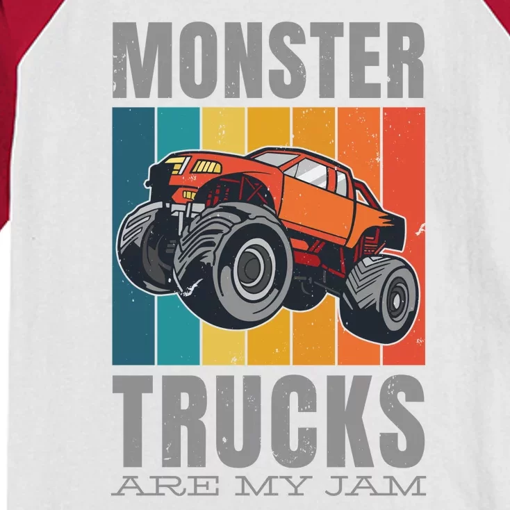 Monster Trucks Are My Jam Kids Colorblock Raglan Jersey