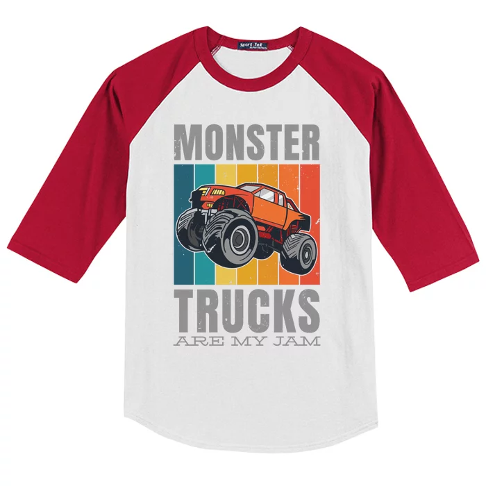 Monster Trucks Are My Jam Kids Colorblock Raglan Jersey