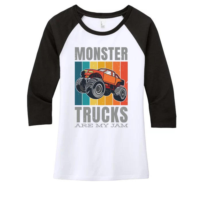 Monster Trucks Are My Jam Women's Tri-Blend 3/4-Sleeve Raglan Shirt