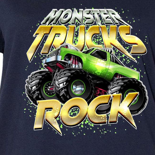 Monster Trucks Rock Women's V-Neck Plus Size T-Shirt