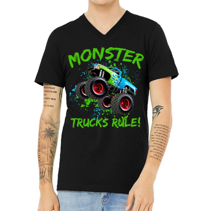 Monster Trucks Rule V-Neck T-Shirt