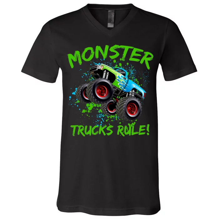 Monster Trucks Rule V-Neck T-Shirt