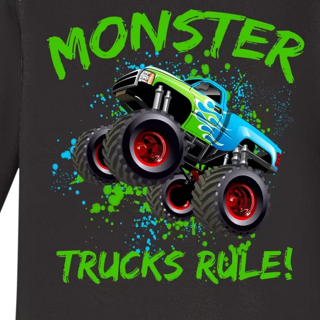 Monster Trucks Rule Baby Long Sleeve Bodysuit