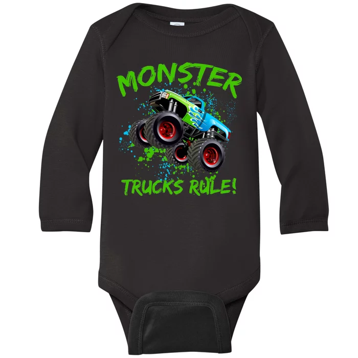 Monster Trucks Rule Baby Long Sleeve Bodysuit