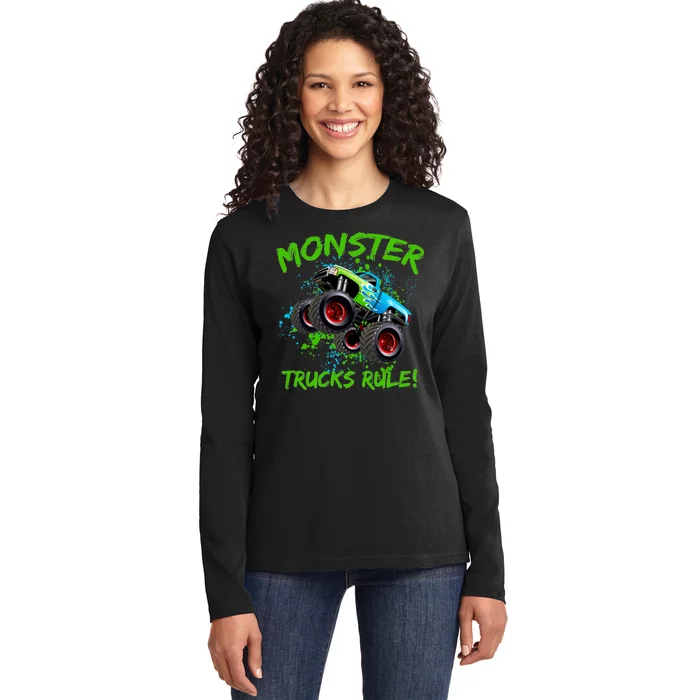 Monster Trucks Rule Ladies Long Sleeve Shirt