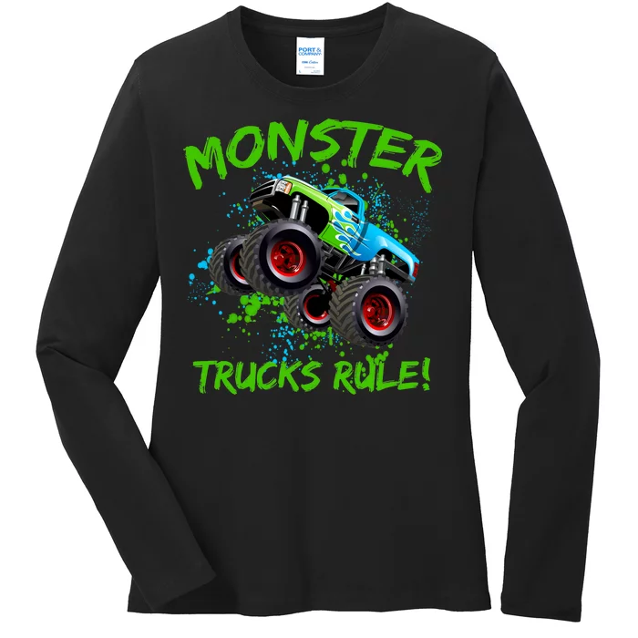 Monster Trucks Rule Ladies Long Sleeve Shirt