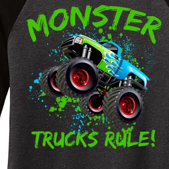 Monster Trucks Rule Women's Tri-Blend 3/4-Sleeve Raglan Shirt