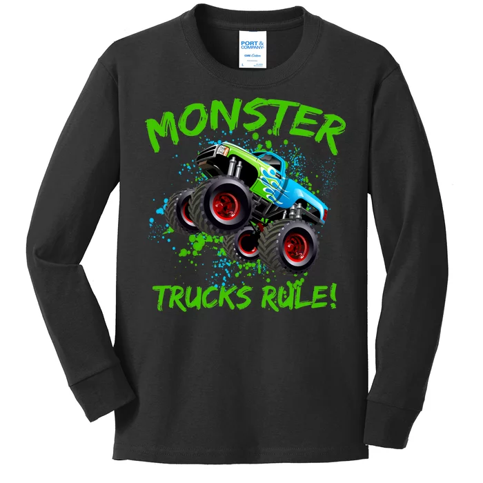 Monster Trucks Rule Kids Long Sleeve Shirt