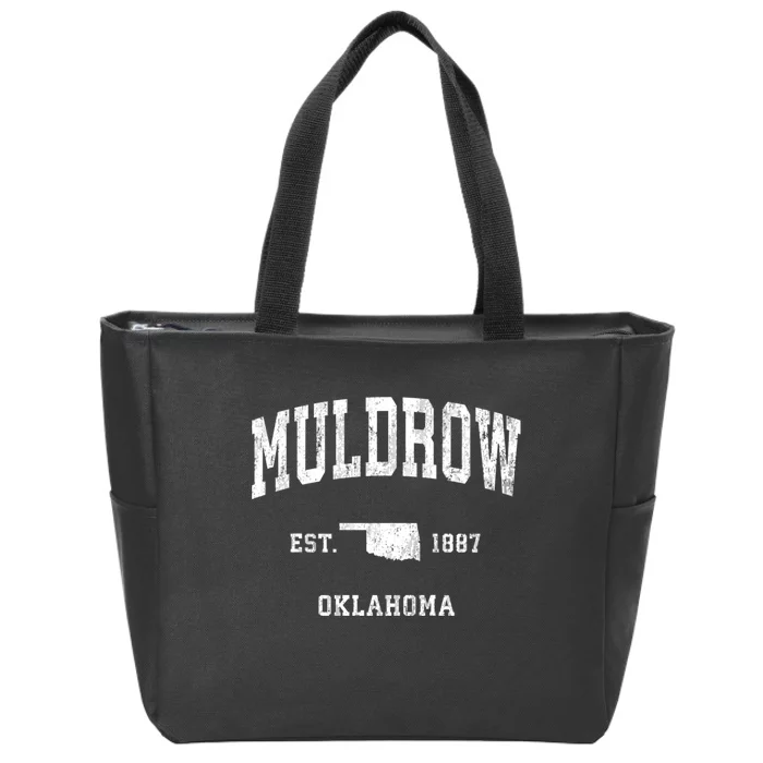 Muldrow Oklahoma Ok Vintage Athletic Sports Zip Tote Bag