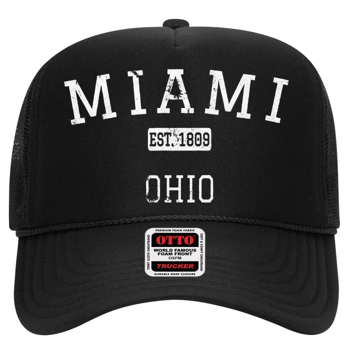 Miami Ohio Oh Vintage High Crown Mesh Trucker Hat