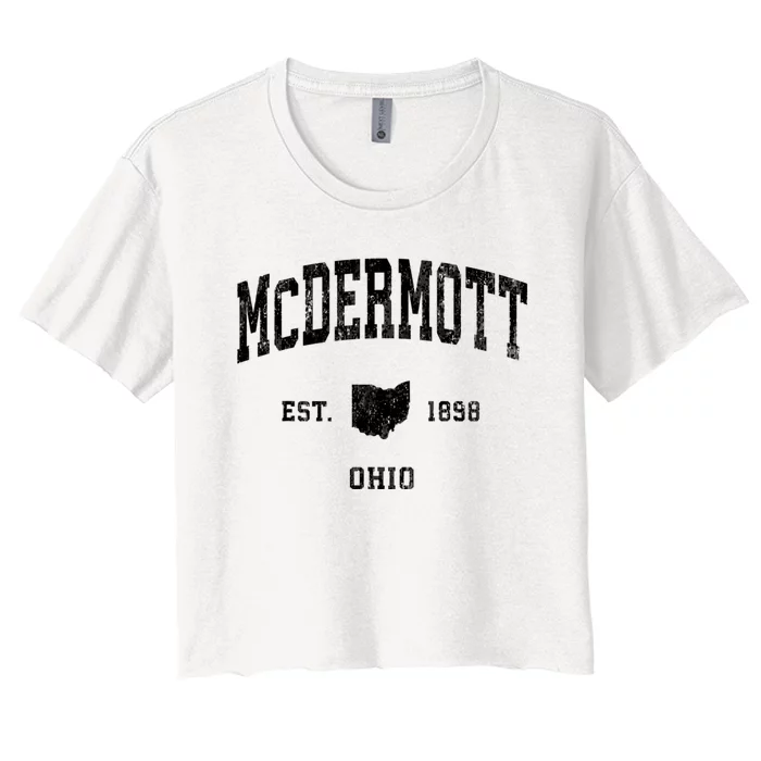 Mcdermott Ohio Oh Vintage Established Athletic Sports Design Women's Crop Top Tee