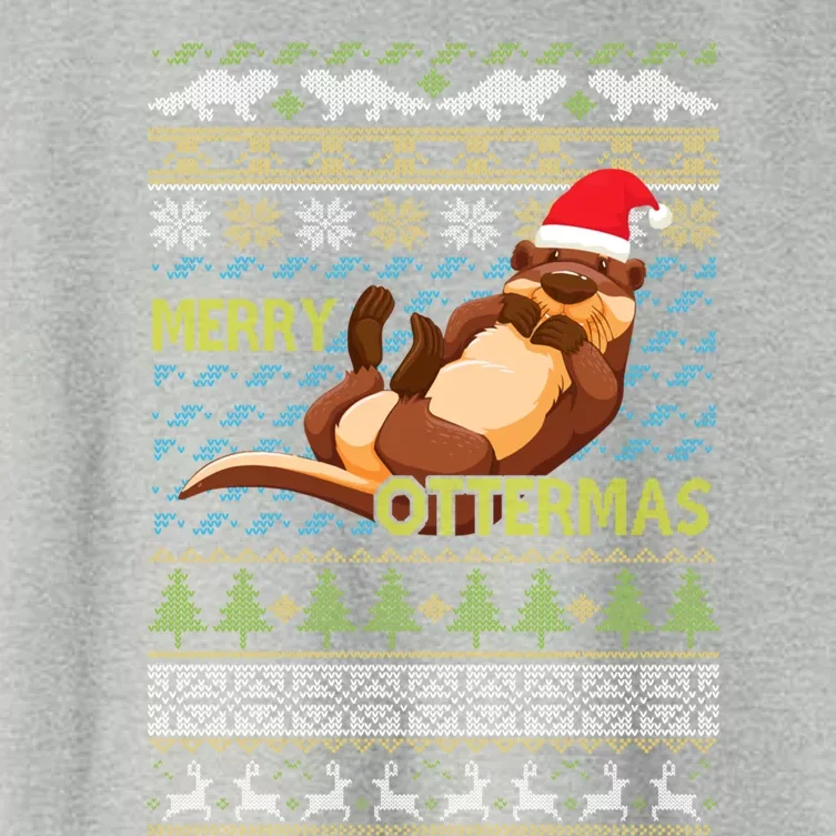 Merry Ottermas Otter Animal Lover Christmas Pajamas Gift Cool Gift Women's Crop Top Tee