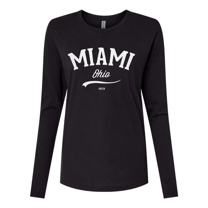 Miami Ohio Oh Vintage Retro Athletic Sports Style Womens Cotton Relaxed Long Sleeve T-Shirt