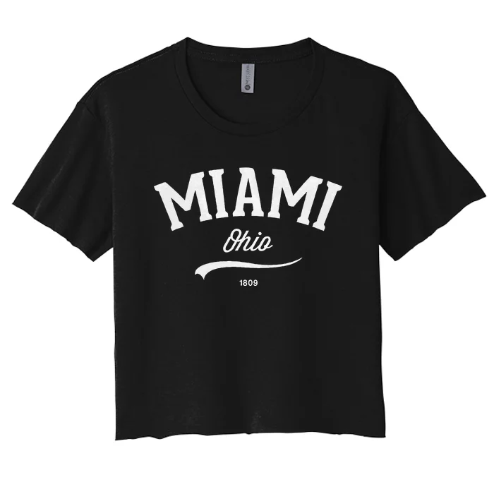 Miami Ohio Oh Vintage Retro Athletic Sports Style Women's Crop Top Tee