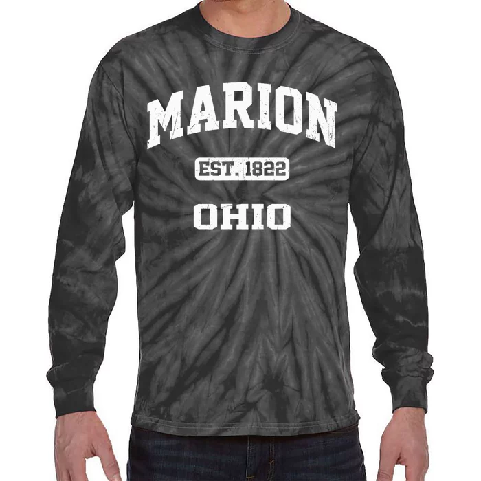 Marion Ohio OH Vintage State Athletic Style Tie-Dye Long Sleeve Shirt