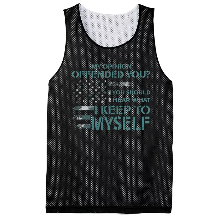 My Opinion Offended You Novelty Mesh Reversible Basketball Jersey Tank