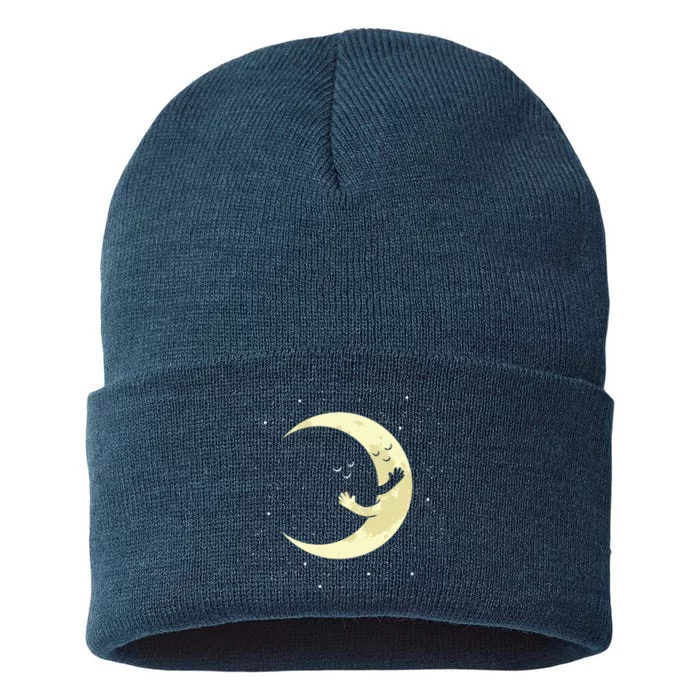 Moon Hug Sky Filled With Stars Sustainable Knit Beanie