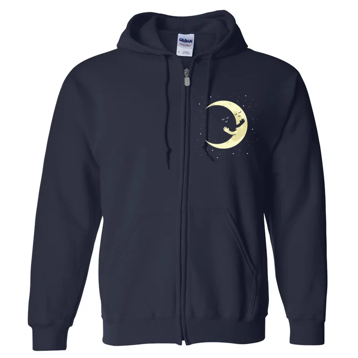 Moon Hug Sky Filled With Stars Full Zip Hoodie