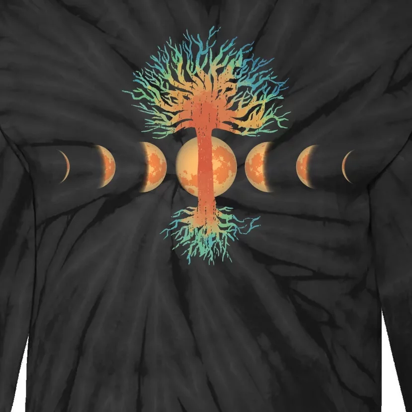 Moon Phases Tree Of Life Tie-Dye Long Sleeve Shirt