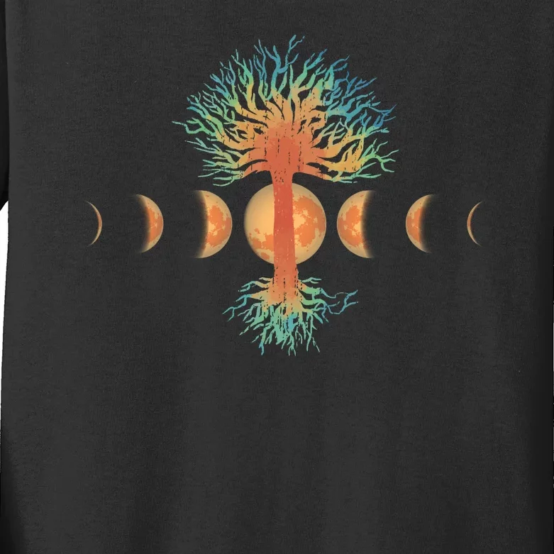 Moon Phases Tree Of Life Kids Long Sleeve Shirt