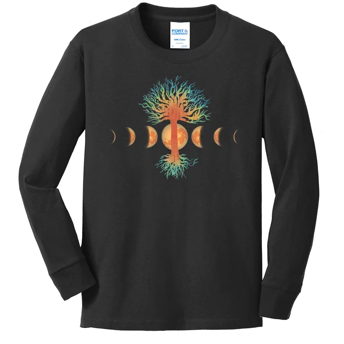 Moon Phases Tree Of Life Kids Long Sleeve Shirt