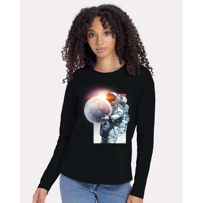 Moon Play Graphic Womens Cotton Relaxed Long Sleeve T-Shirt