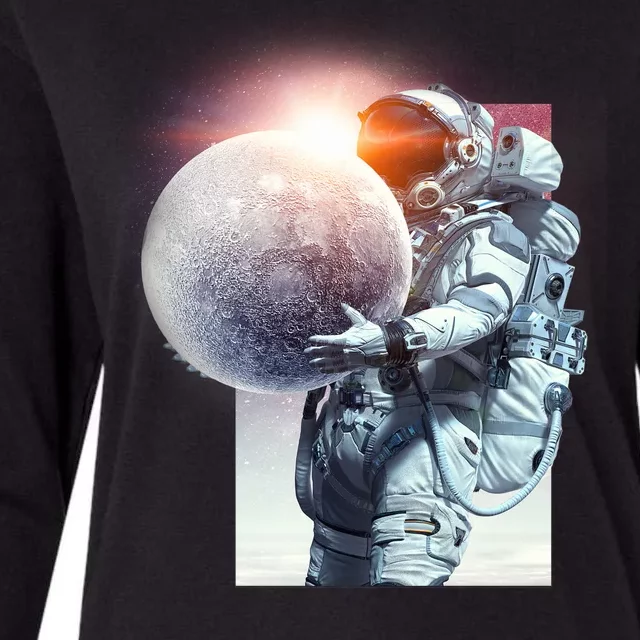 Moon Play Graphic Womens Cotton Relaxed Long Sleeve T-Shirt